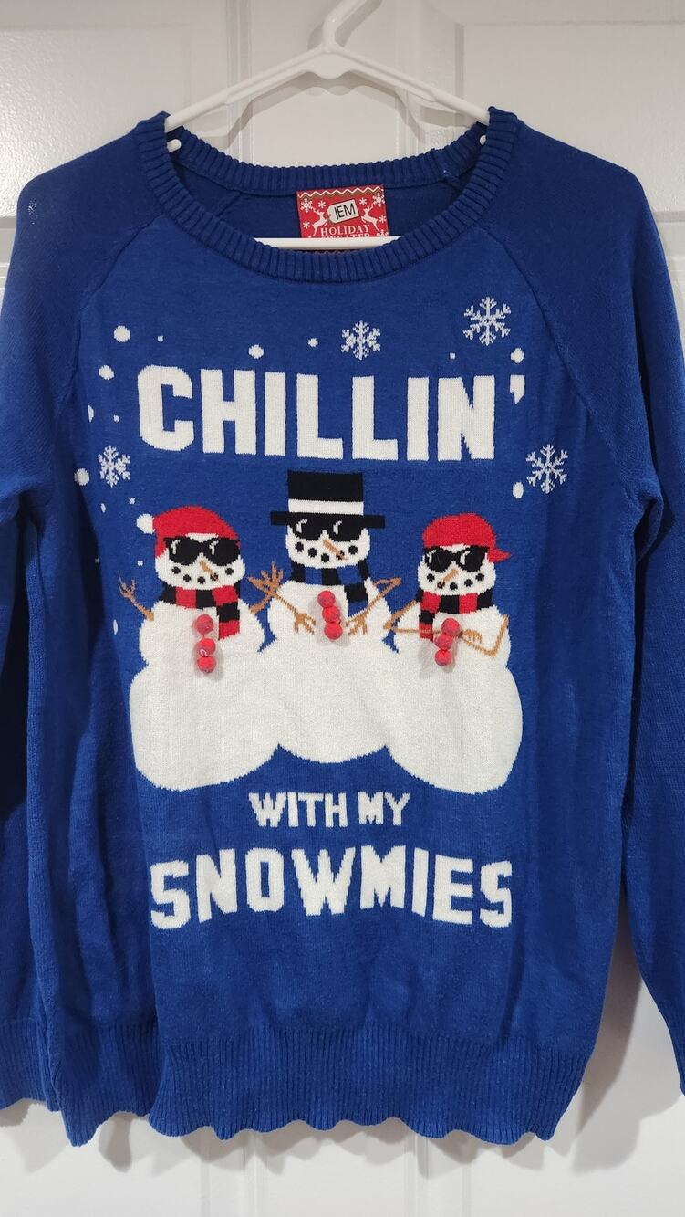 JEM Large Holiday Sweater Chillin' with my Snowmies Snowman Ugly Sweater
